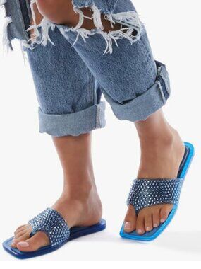 Katy Perry Collections The Geli Slide Thong Sandals - Tranquil Blue size 8-8.5